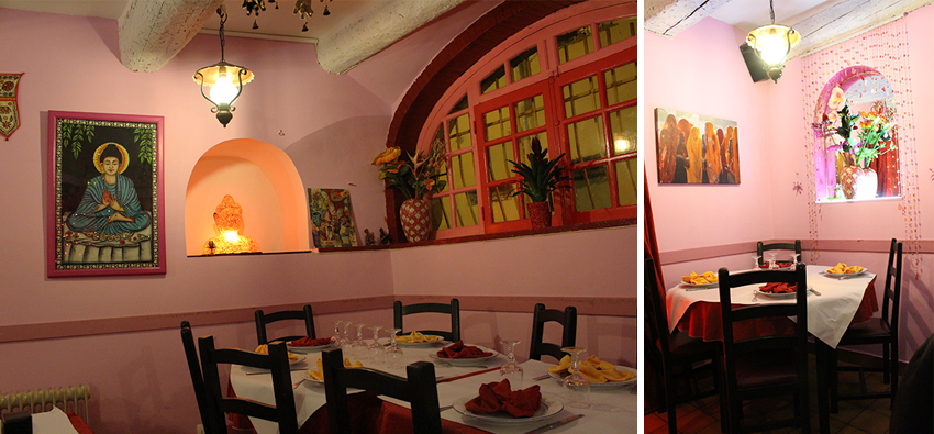 Salle du restaurant indien Chamkila à Antibes.