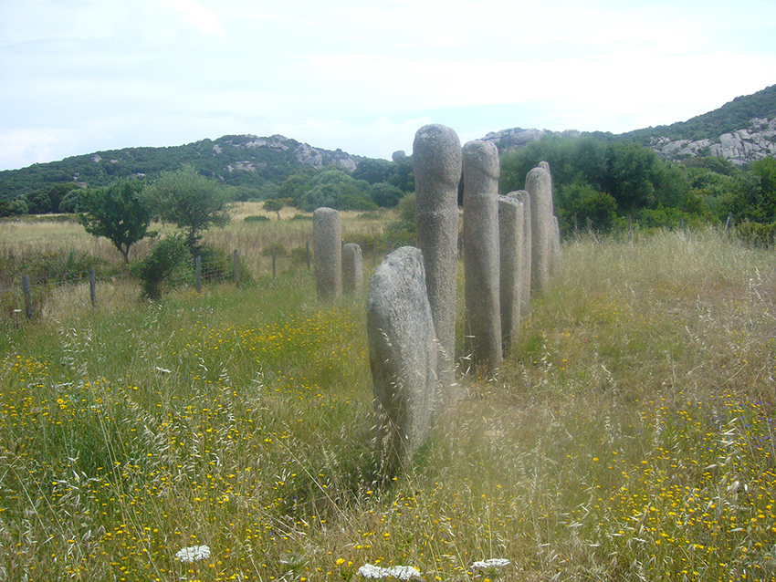 Alignement des menhirs de Stantari, sur le plateau de Cauria, en Corse.