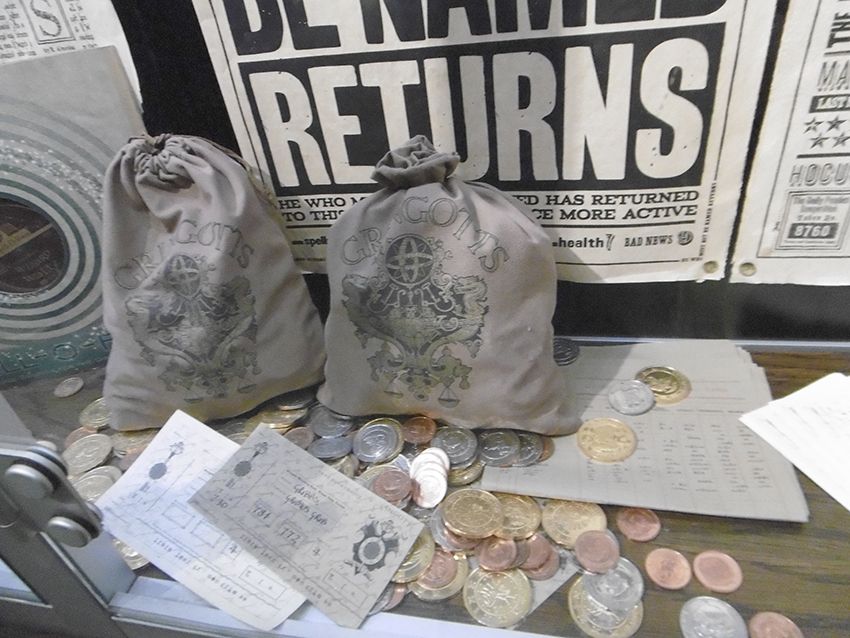 Monnaie et argent sorcier au Studio Harry Potter de Londres.