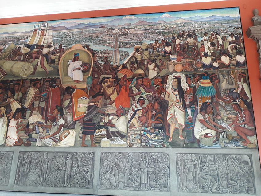 Fresques peintes par Diego Rivera dans le Palais de Mexico.