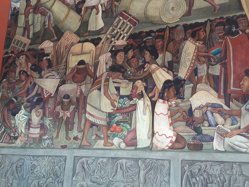 Fresques peintes par Diego Rivera dans le Palais de Mexico.