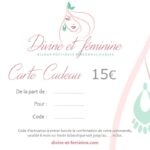 Carte cadeau bijoux poétique personnalisables Divine et Féminine d'une valeur de 15€.