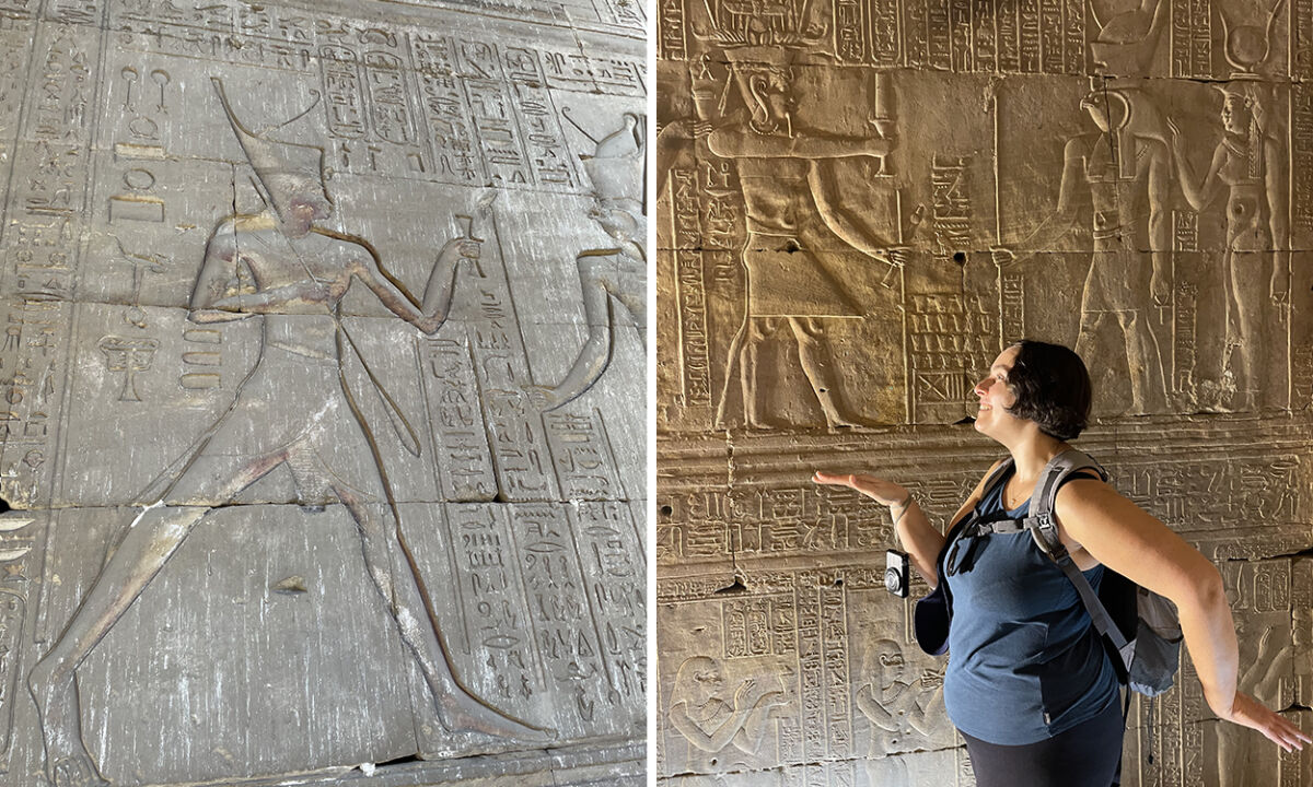 Hiéroglyphes du temple d'Edfou en Égypte.