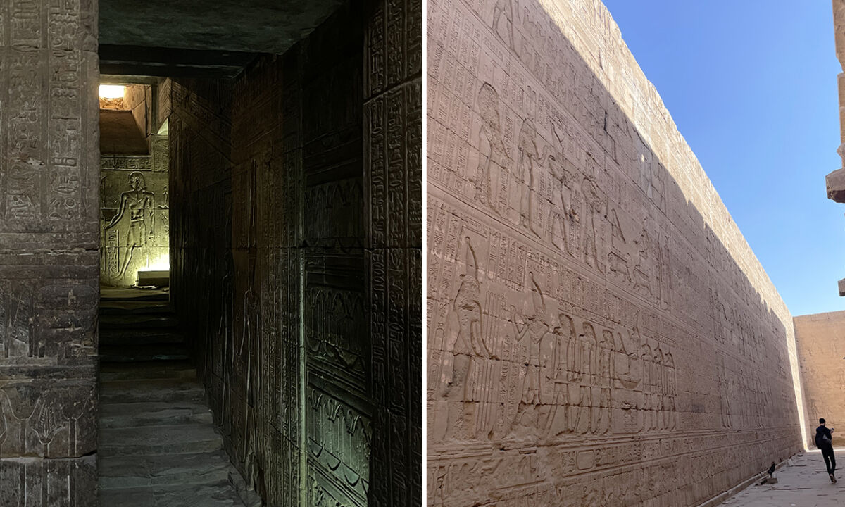 Intérieur du temple d'Edfou en Égypte.